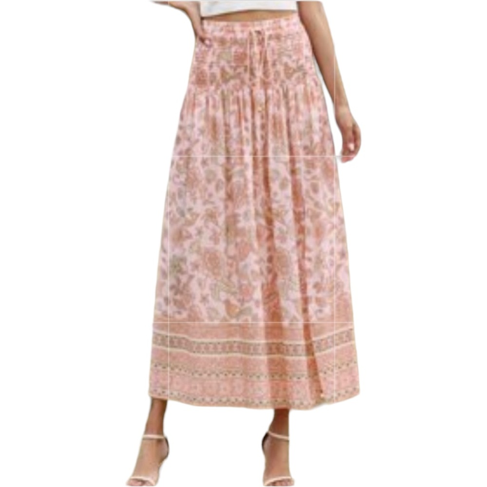 Shirred Waist Skirt Drawstring XL